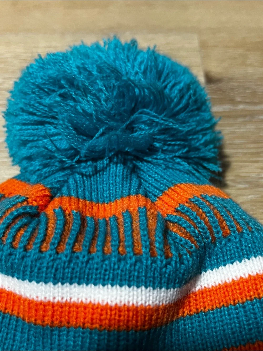 Miami Dolphins Youth Pom Beanie Hat with Vintage Logo
